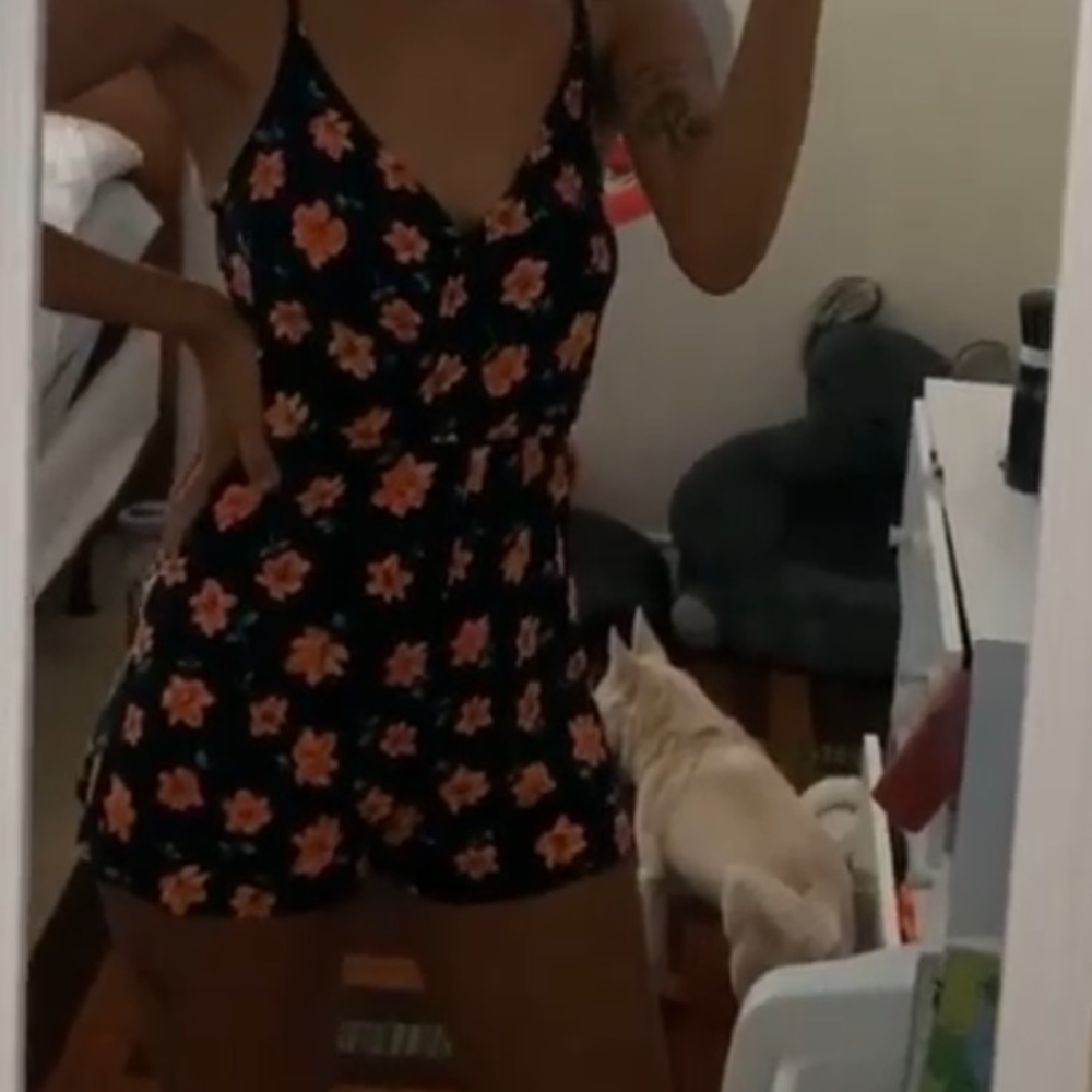 Floral black romper